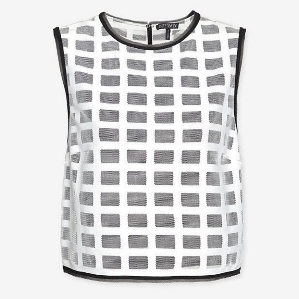 Intermix Colorblock Lace Crop Top White ST5006 Size Small Frayed Edge Modern S